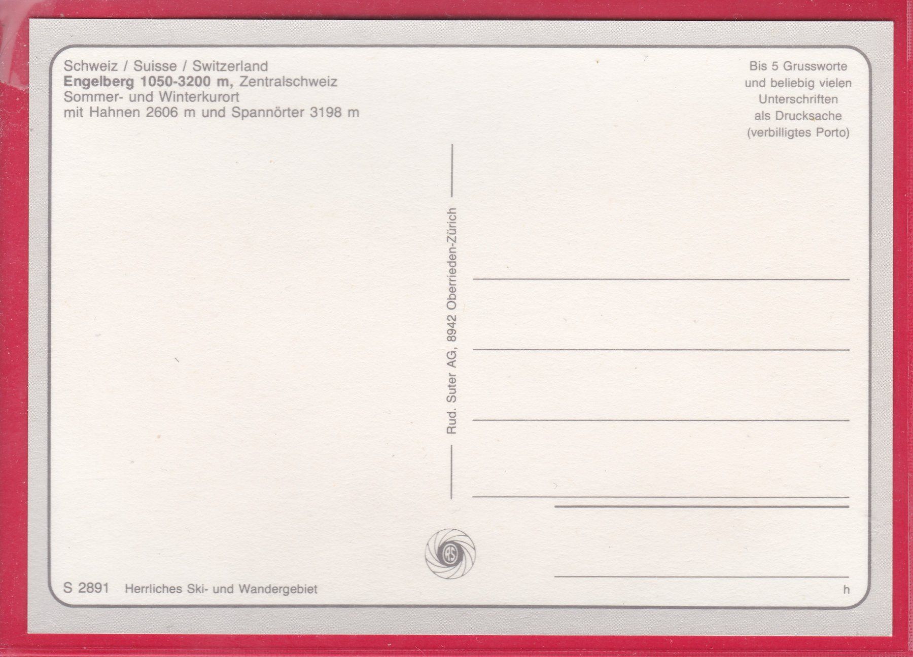 Cartoline postali: ENGELBERG – Usato da Oberrieden venduto da Gebirgsstelze 1