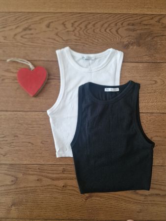 2 ZARA Tanktops Schwarz Weiss Grösse S neuwertig