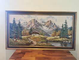 Bild /  Wandschmuck / Gobelin Stickbild Bergwelt & Berge