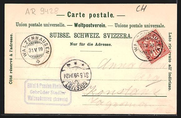 Cartoline postali: Litho Walzenhausen, Blick auf den Ort, D – Usato da Berlin venduto da bartko-reher 1