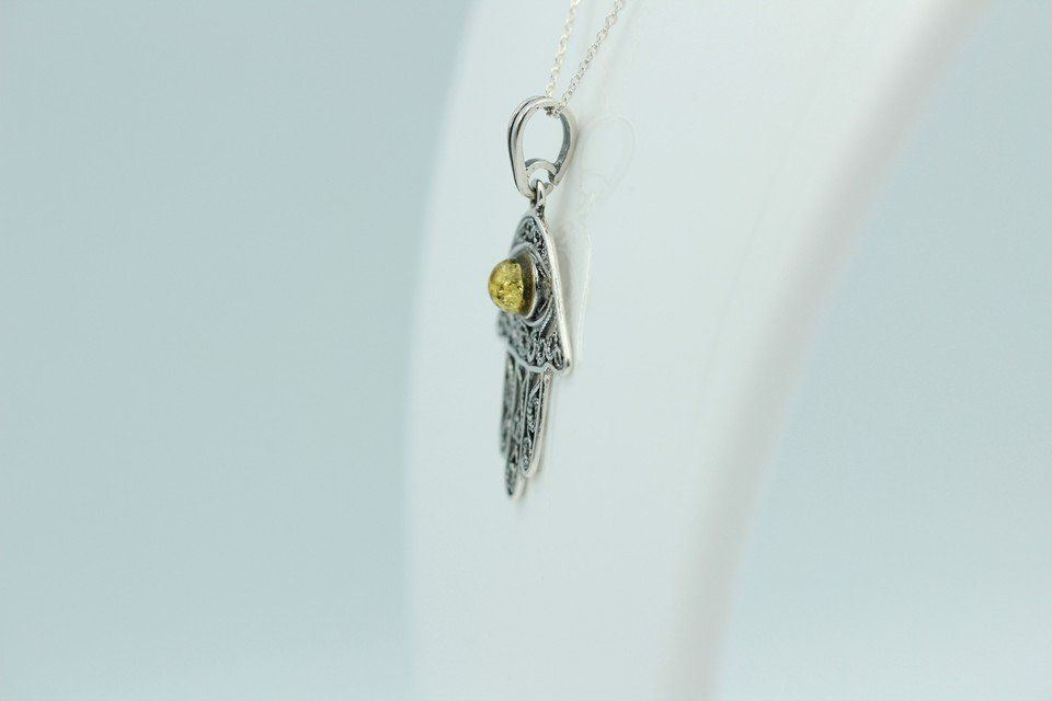 Ciondoli: Bernstein Hand der Fatima 925 Silber Collier Kette Bernstein – Nuovo e nell'imballaggio originale da Heiligkreuzsteinach venduto da schmucktime 6