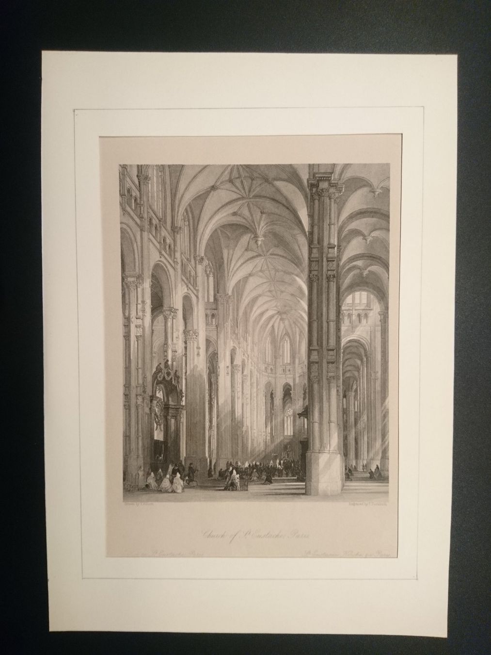 Dipinti: Original Stich THOMAS ALLOM um 1840. St. Eustache Paris. Rar – Usato da Zürich venduto da Rst7