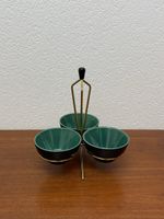 3x 1950er Keramik Schale + Ständer vintage Schalen Set
