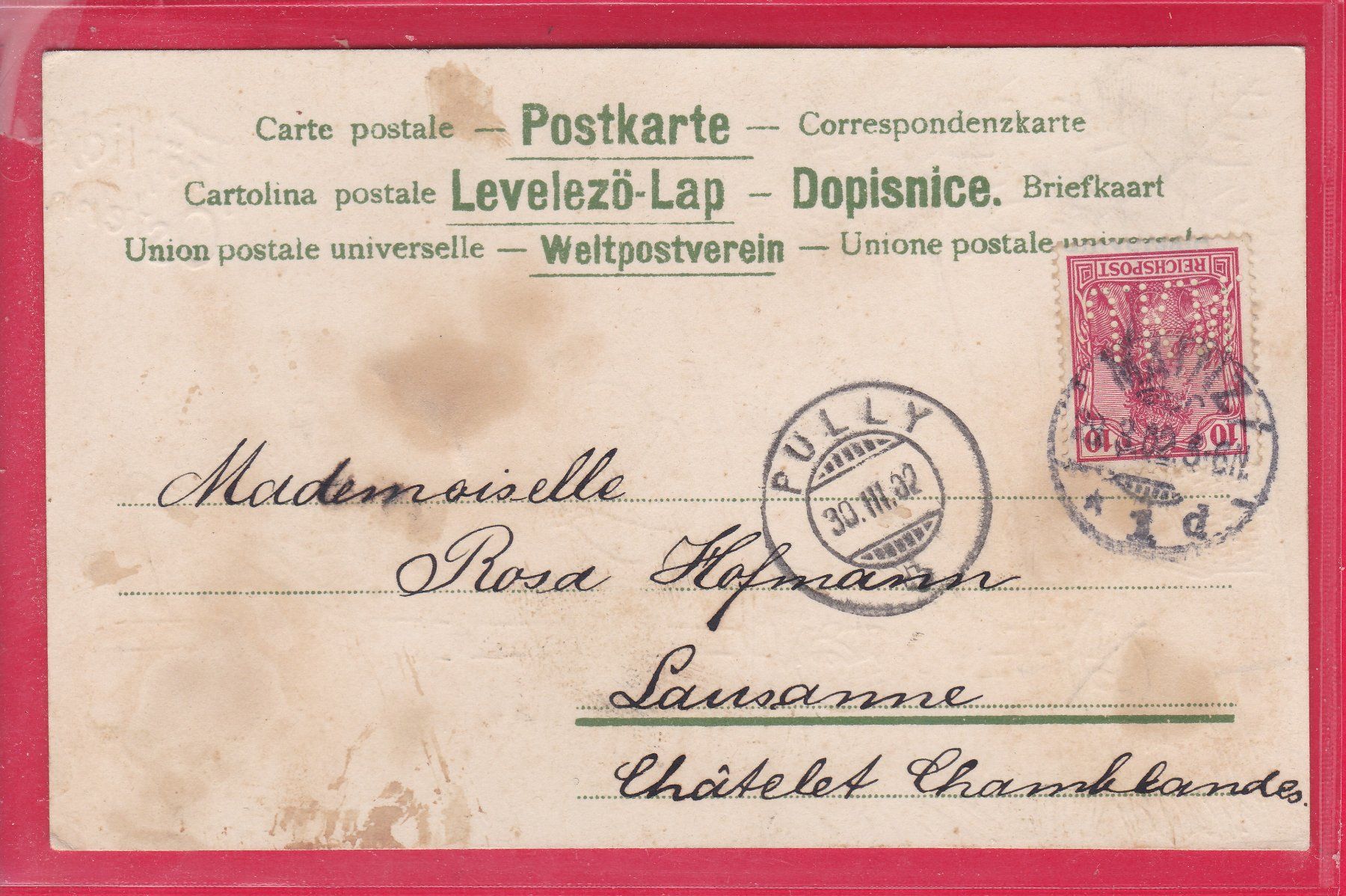Ansichtskarten: FRÖHLICHE OSTERN, 28.3.1902 – Gebraucht aus Oberrieden von Gebirgsstelze 1