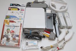 Nintendo Wii mit HDMI-Adapter und Spielen