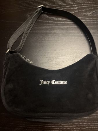 Juicy couture black velvet shoulder bag