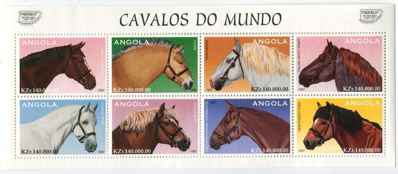 Tutti i francobolli: Block "Pferde". Angola – Nuovo e nell'imballaggio originale da Basel venduto da Butsch5