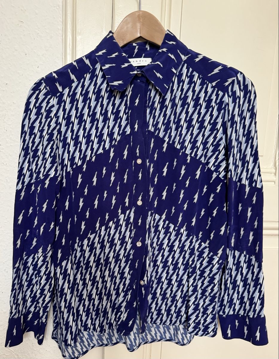 Sandro Camicette: Chemisier Sandro bleu électrique motif éclair taille 1! – Usato da Genève venduto da inf_2ggr 2
