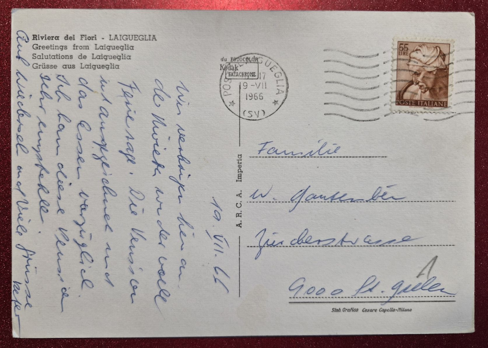Ansichtskarten: Saluti da  Laigueglia 1966 – Gebraucht aus Melchnau von Arthurius 1