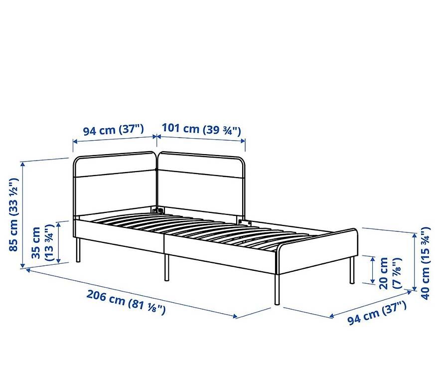 Ikea Letti: Ikea Bett blau 90 cm x 200 cm – Usato da Wolhusen venduto da Hotmusic 2
