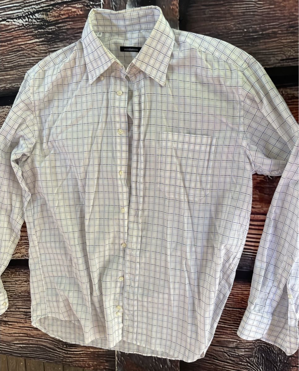 Camicie: Chic Camicia uomo roccobarocco bianca a quadri -L-Tg41 – Nuovo (secondo la descrizione) da Gordevio venduto da LanaZimm