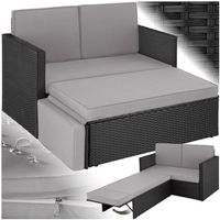 Rattan Sofa Set 2 Sitzer mit Hocker Schlaffunktion FIORA