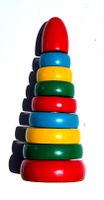 Holzspielzeug Stapelturm bunte Ringe guter Zustand