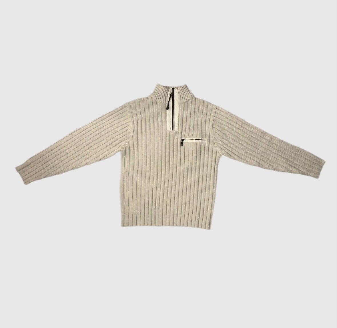 Maglioni & Felpe: GSMD Strickpullover mit Half-Zip & Brusttasche – Beige/Creme – Usato da Luzern venduto da Alenaluh 1