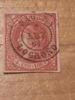 Briefmarke Spanien 1864 4 cts Logrono gestempelt Signatur 16