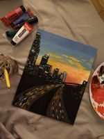 Urban Sunset Painting on Canvas – No Frame