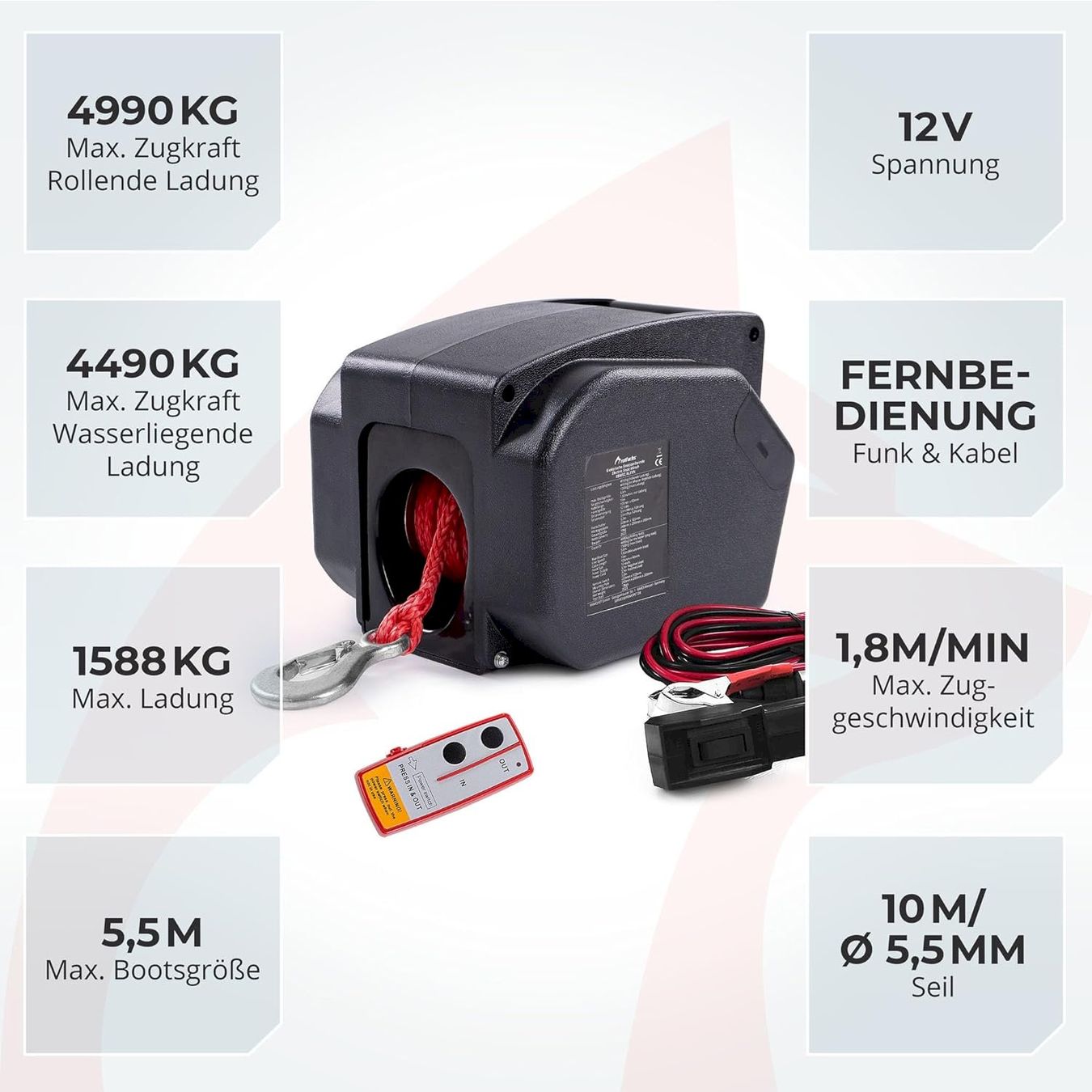 Argani forestali & Pinze posteriori : Elektrische Seilwinde 12V 4990Kg – Nuovo e nell'imballaggio originale da Bottighofen venduto da zaap 1