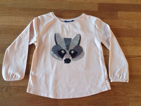 Okaidi Pullover Waschbär, Gr. 98, Wendepaillettenapplikatin