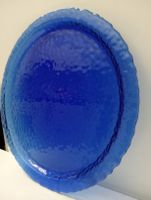 Grosser Platzteller Servierplatte  kobaltblauem Glas 33 cm