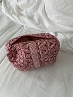Kosmetiktasche, handgemacht, rot-pink gemustert