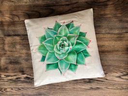 NEU Kissenbezug ca. 45 x 45 cm Sukkulenten Landhausstil Deko