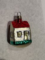 Älterer, kleiner Weihnachts-Anhänger, Häuschen aus Glas