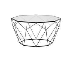 Table basse en verre trempé et métal noir