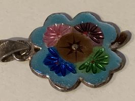 Vintage Anhänger, Silber 925 mit Emaille-Blume