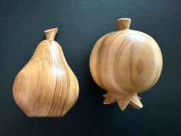 Holzfrüchte Birne Granatapfel von Kanziger Handarbeit