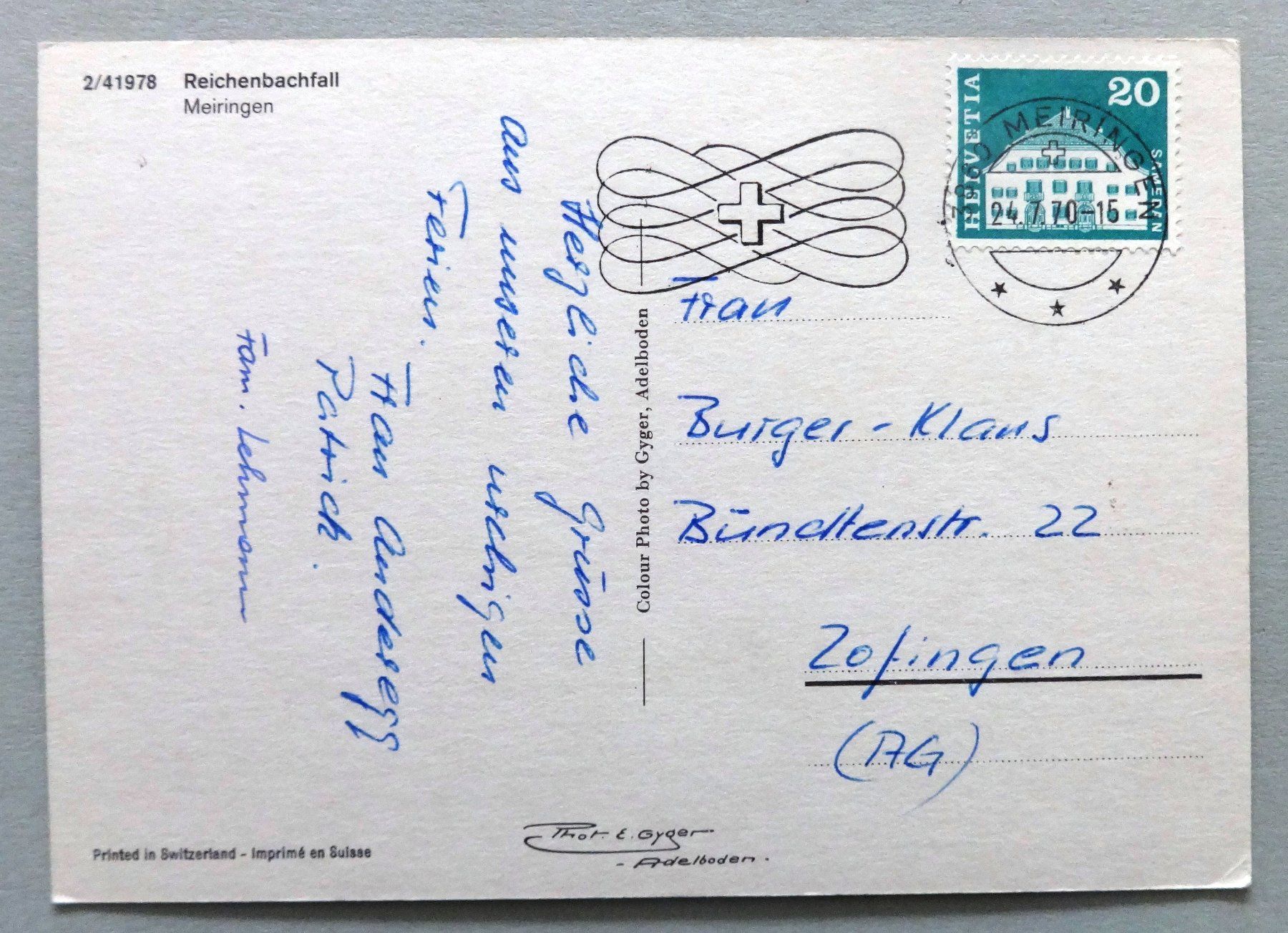 Cartes postales: Reichenbachfall, Meiringen – D'occasion à Fétigny par Billy2miny 1