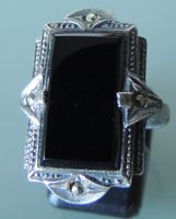 Art Deco Turmalin Silber 925 Fingerring Gr. 56