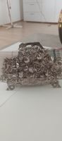 Serviettenhalter Rosen Motiv silberfarben Metall gebraucht