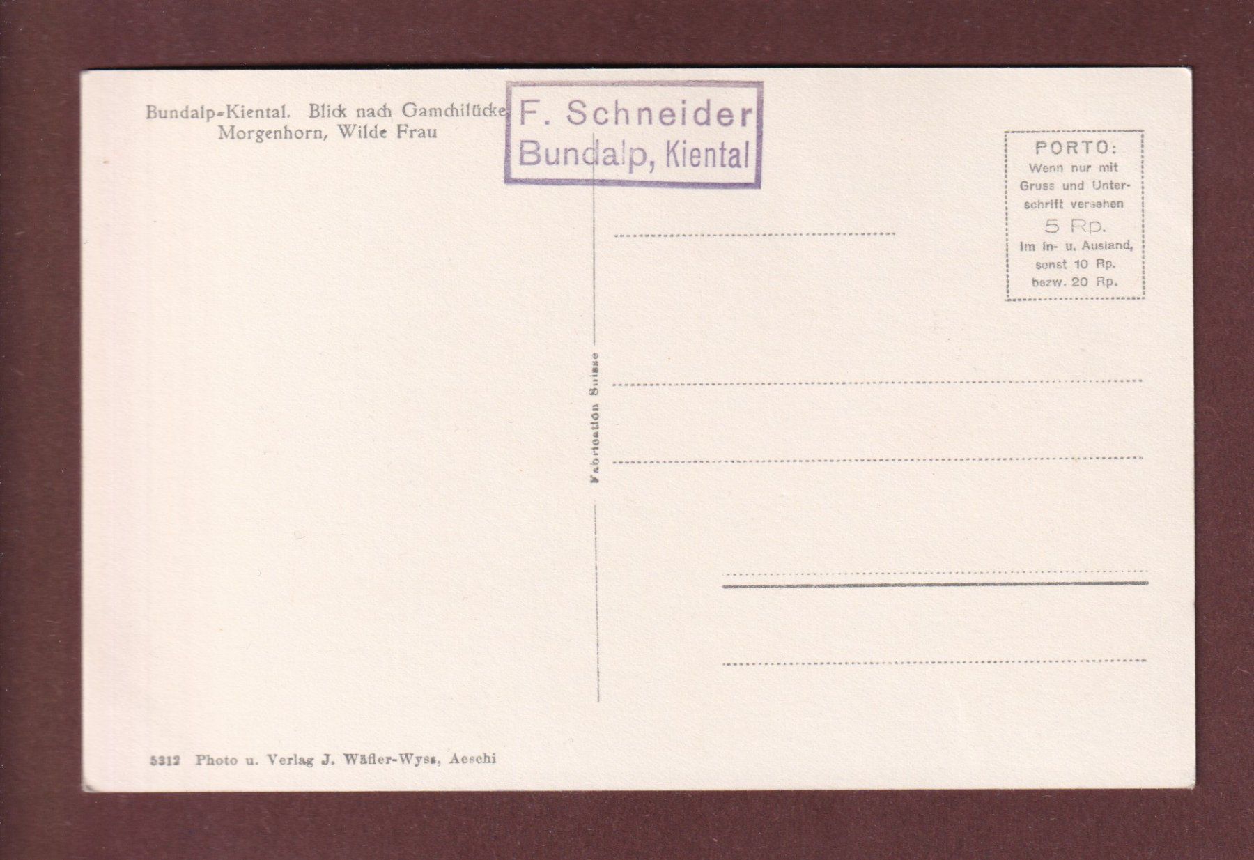 Ansichtskarten: BUNDALP-KIENTAL - Gamchilücke – Gebraucht aus Pully von nicecards-shop 1