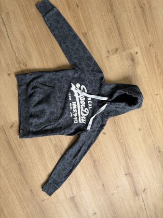 Superdry Hoodie Gr S Dunkelgrau Blumenmuster 