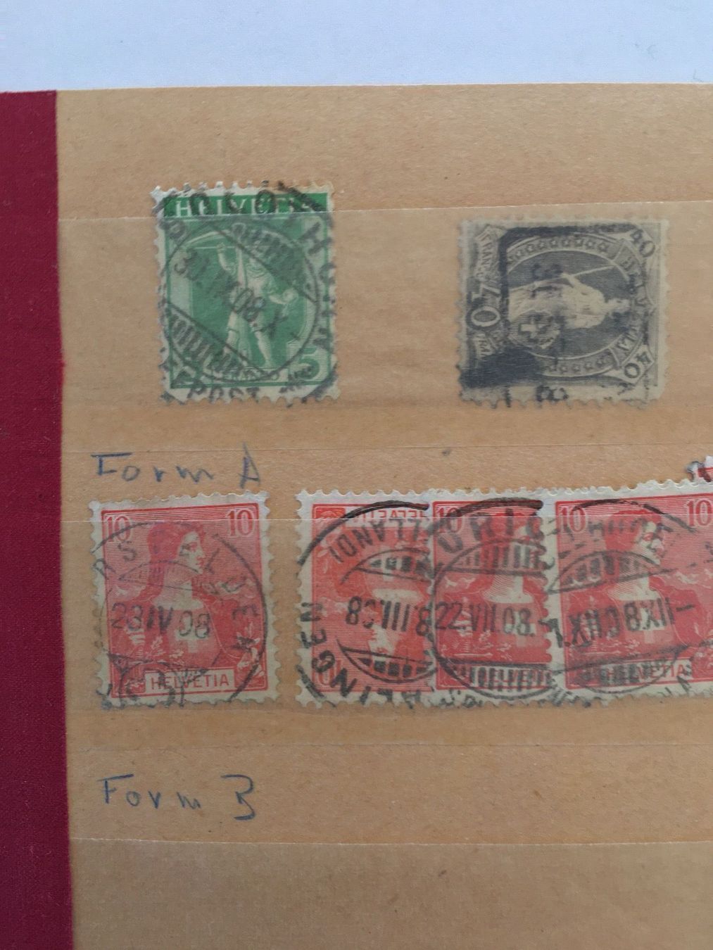 Alle Briefmarken: Diverse antike Briefmarken Schweiz um 1908 – Gebraucht aus Adligenswil von Treegarden 3