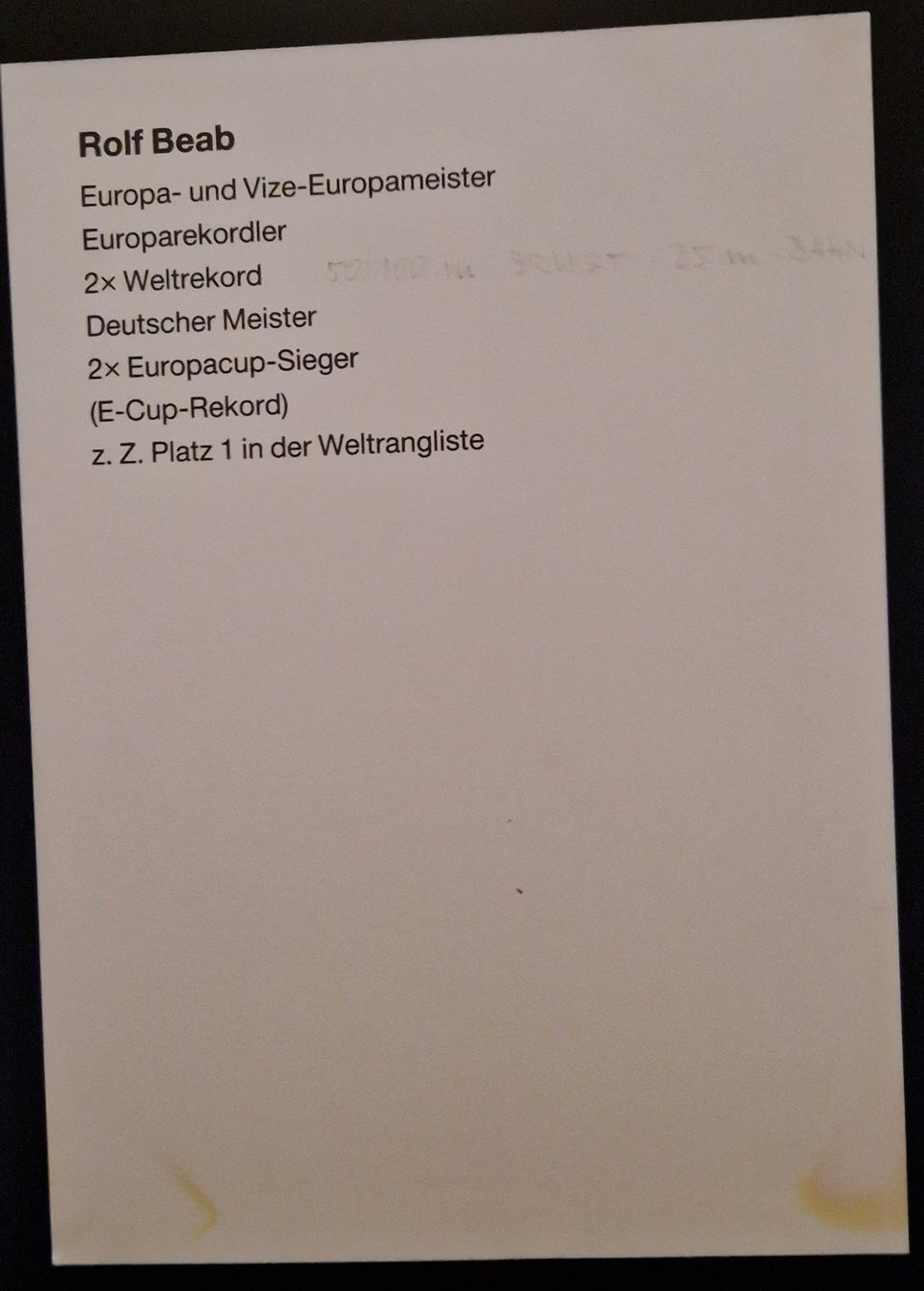 Autogramme: Rolf Beab - Schwimmer – Gebraucht aus Menziken von Autogramme 1