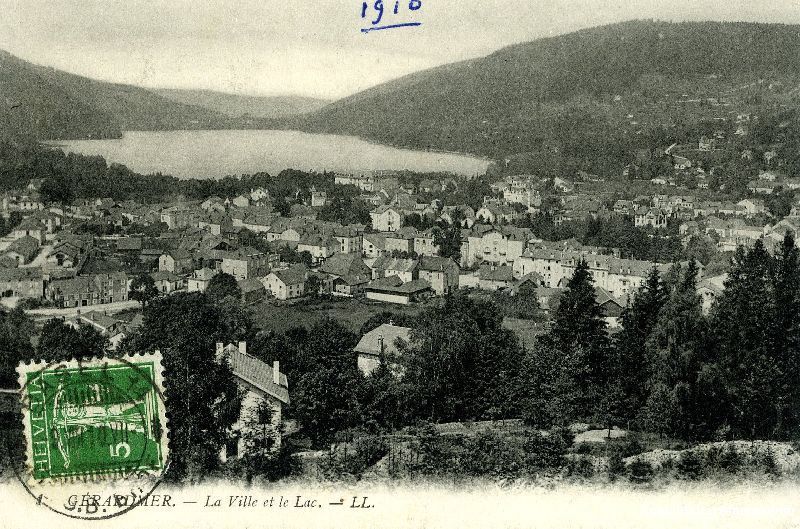 Cartoline postali: Gerardmer - la ville et le Lac + 1910 – Usato da Emmenbrücke venduto da teestube