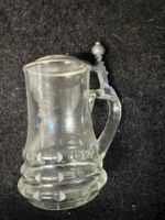 Antiker Miniatur Bierkrug Glaskrug mit Zinndeckel Sammler