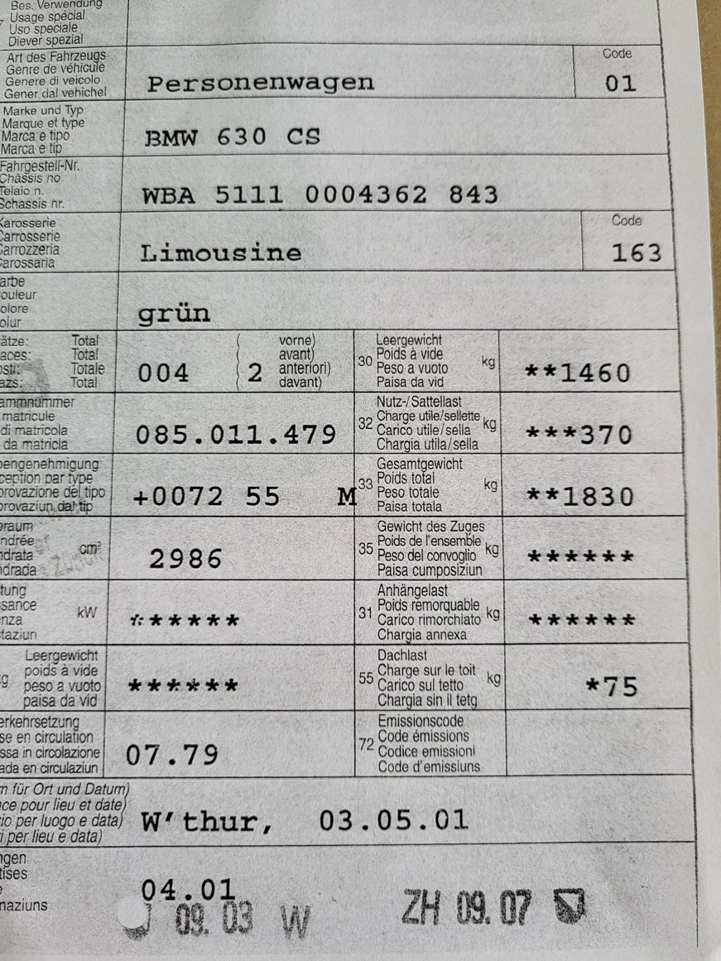 BMW Automobili: BMW 630 CS Oldtimer – Usato da Diessenhofen venduto da Osio 7