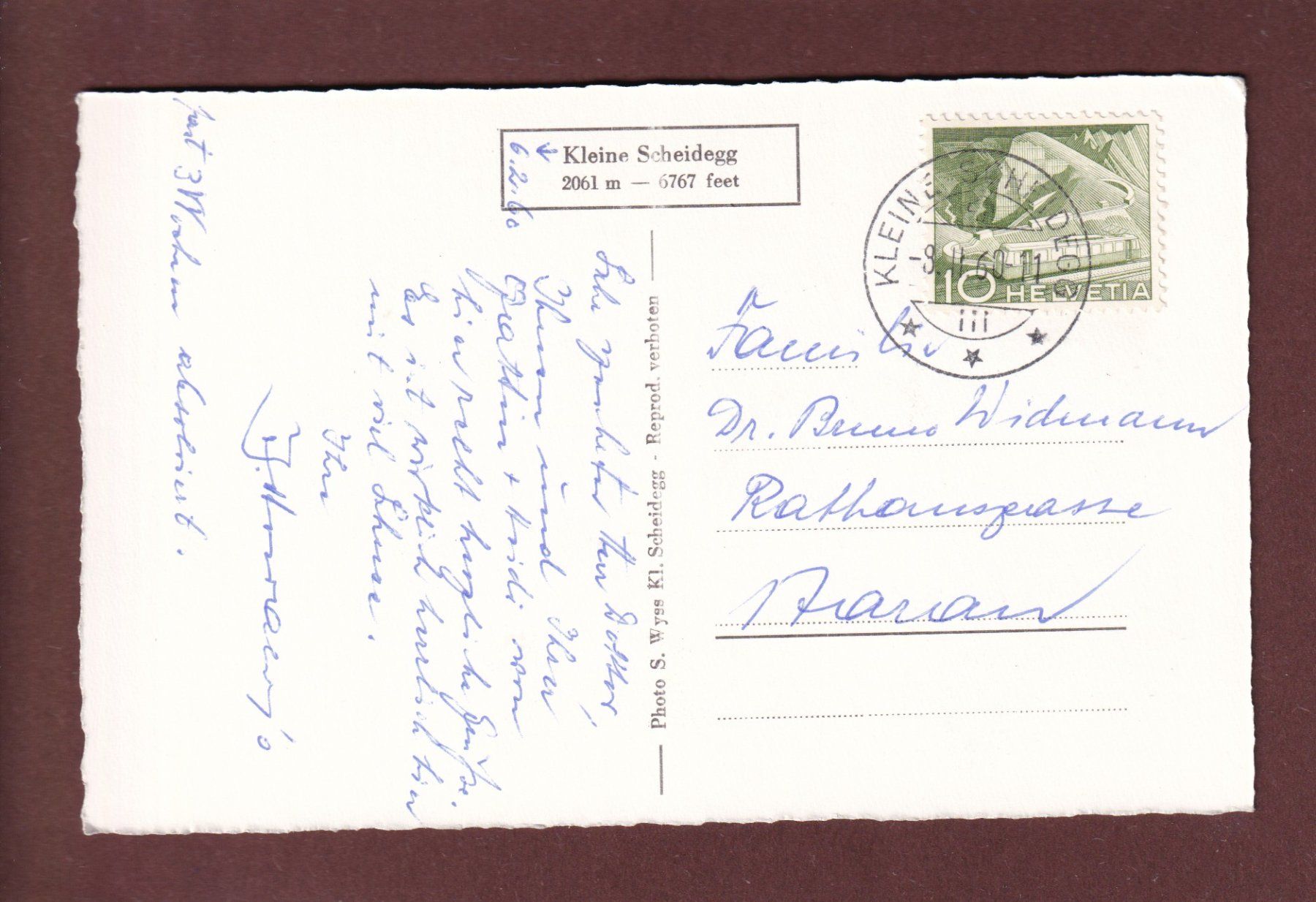 Cartoline postali: KLEINE SCHEIDEGG mit Lauberhorn - 1960 – Usato da Pully venduto da nicecards 1