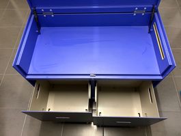 Sideboard für Büro auf Rollen, blau