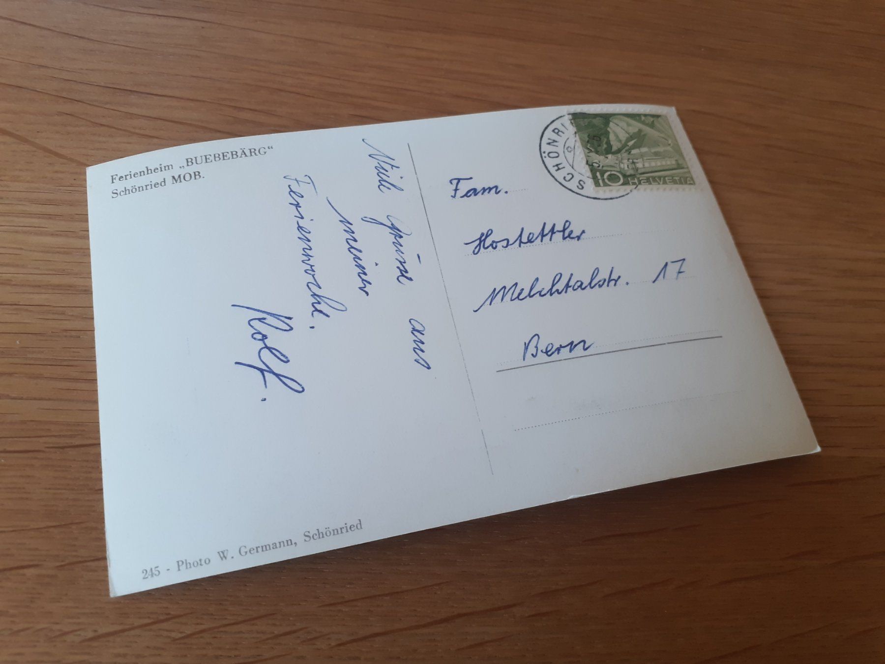 Cartoline postali: SCHOENRIED MOB - 1956 - FERIENHEIM "BUEBEBAERG" – Usato da Winterthur venduto da Ornyx7 1