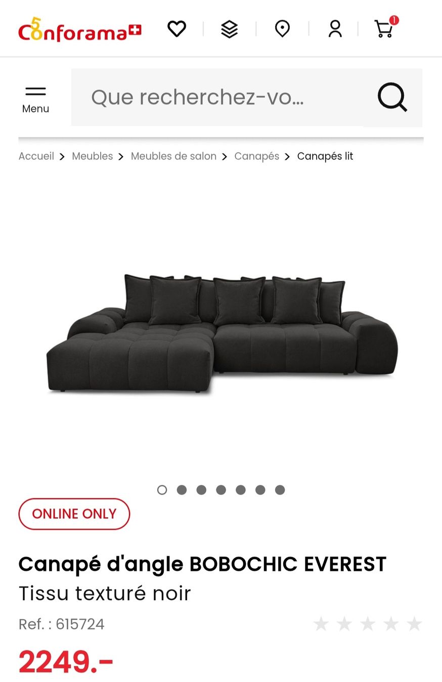Conforama Sofas: canapé d'angle noir  – Gebraucht aus Bernex von mel_d75k 3