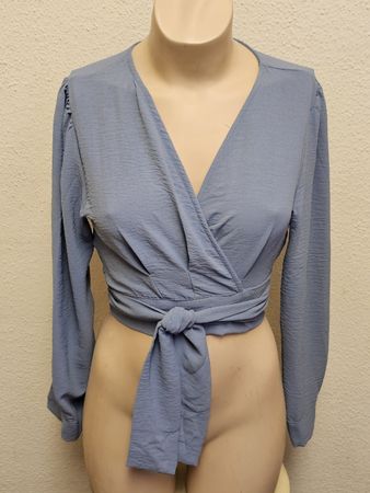 Cream & Rouge Damen Wickelbluse Hellblau Gr. L – Neu