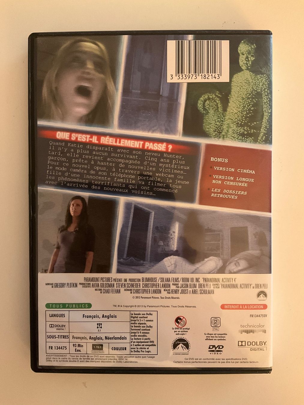 Tutti i DVDs: Paranormal Activity 4 en DVD – Usato da Veyrier venduto da Deniro2 1