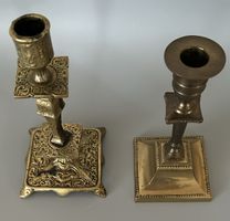 2 Messing Kerzenhalter, Kerzenständer 1x 18 cm, 1x 19 cm