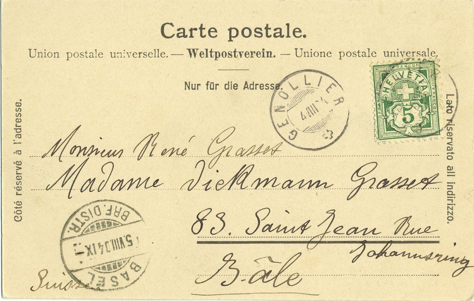 Ansichtskarten: Genollier  Vaud.1904 – Gebraucht aus Versoix von HELVETICA_1 1