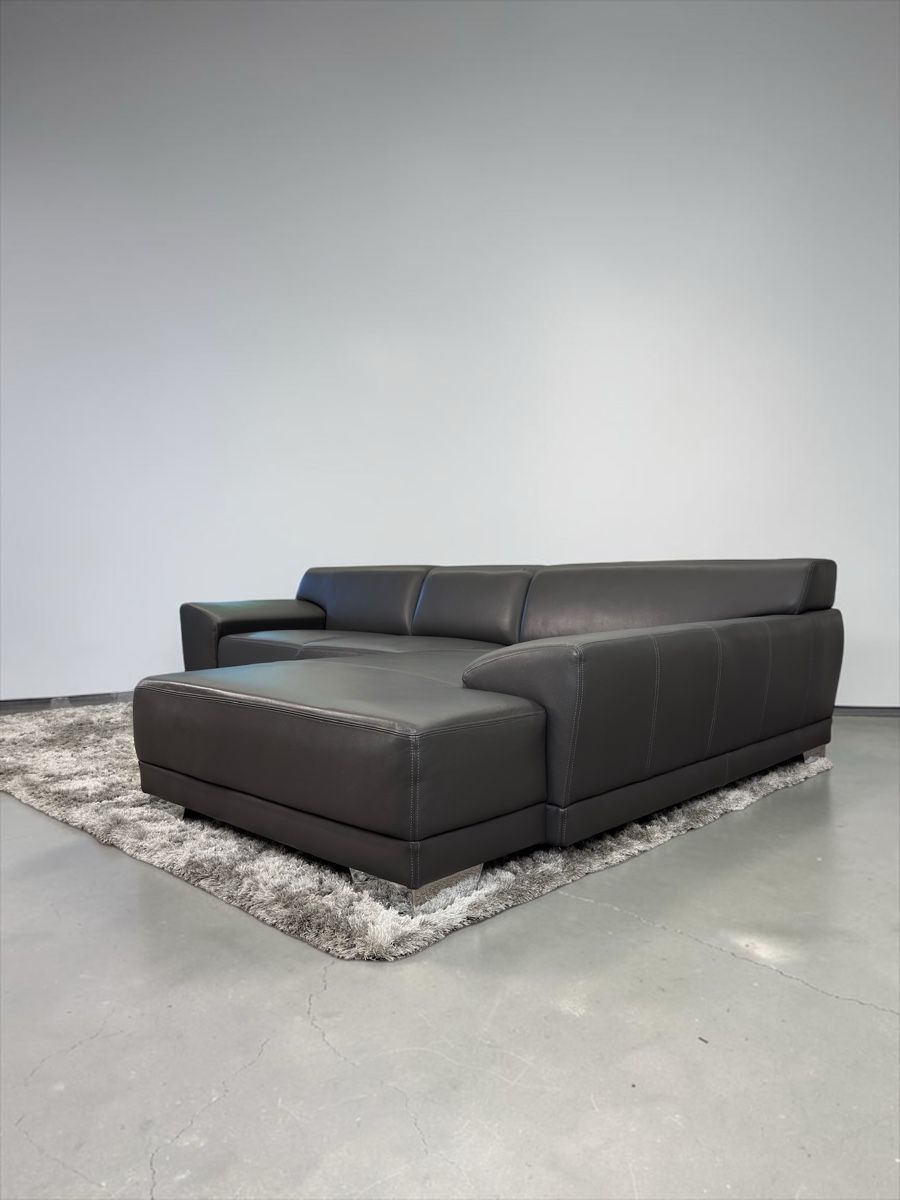 Divani: Ecksofa aus Büffelleder, Anchor Grey, mit Bettfunktion – Usato da Fehraltorf venduto da Sofalab.swiss 5