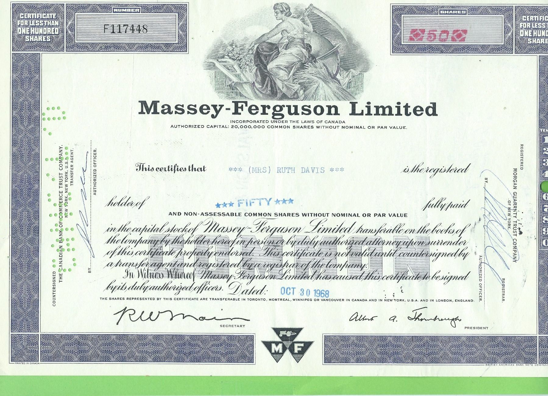Tutti le monete: Massey-Ferguson Limited 1968 – Usato da Zürich venduto da t24_de