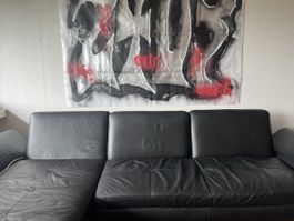Ecksofa Leder schwarz gebraucht Zustand gut